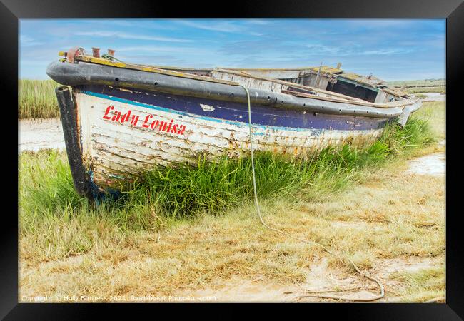 Boat on the Norfolk Broads  Framed Print by Holly Burgess