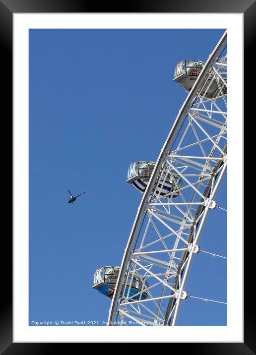 London Eye And Helicopter Framed Mounted Print by David Pyatt