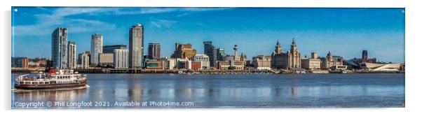 Liverpool Famous Waterfront and Ferry Panorama  Acrylic by Phil Longfoot
