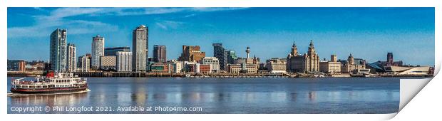 Liverpool Famous Waterfront and Ferry Panorama  Print by Phil Longfoot