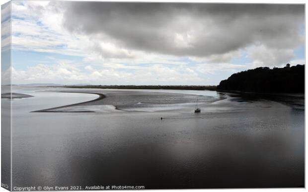 Low tide at Laugharne. Canvas Print by Glyn Evans