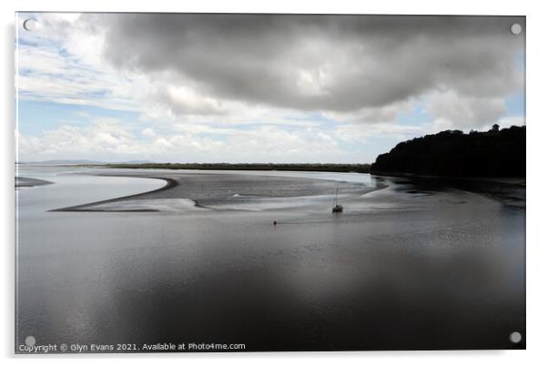 Low tide at Laugharne. Acrylic by Glyn Evans