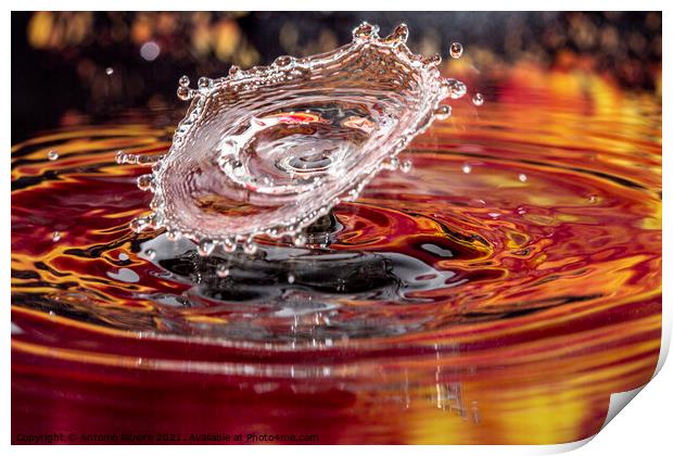 Water Drop Collision as an Inverted Cone Print by Antonio Ribeiro