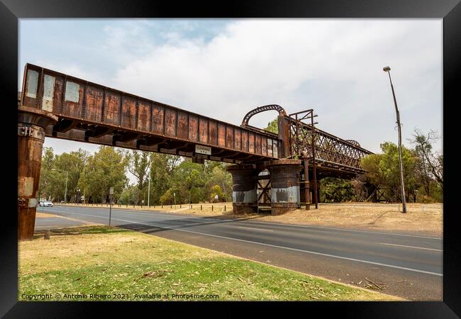 Dubbo Rail Bridge Over Macquarie River Framed Print by Antonio Ribeiro