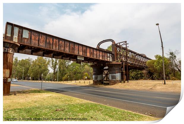 Dubbo Rail Bridge Over Macquarie River Print by Antonio Ribeiro