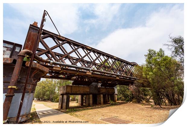 Dubbo Rail Bridge Over Macquarie River Print by Antonio Ribeiro