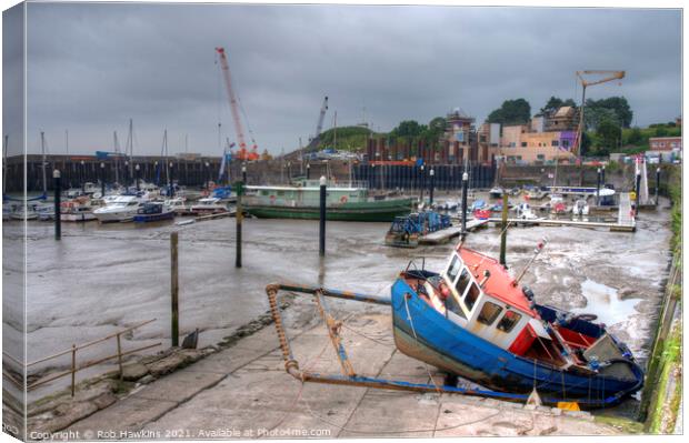 Watchet Harbour Canvas Print by Rob Hawkins