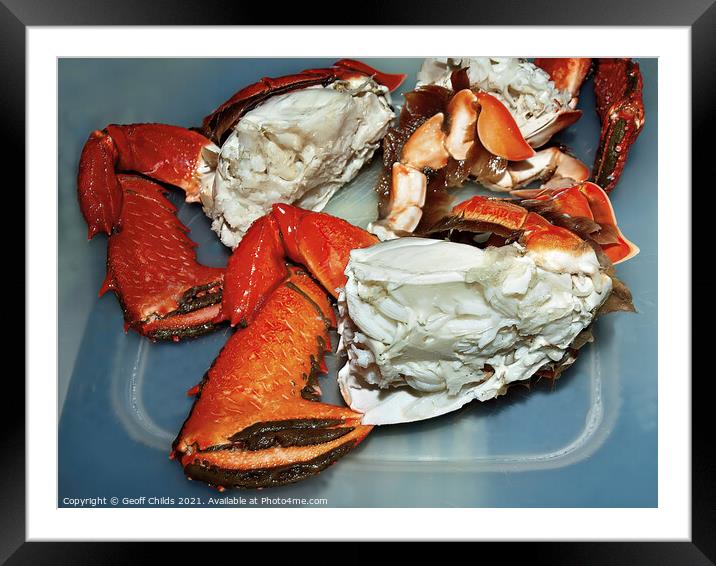 Seafood serving of Spanner or Red Frog Crab. Clean Framed Mounted Print by Geoff Childs