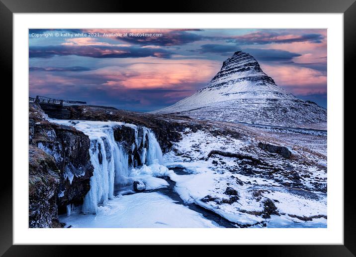 Fire and Ice Iceland Framed Mounted Print by kathy white