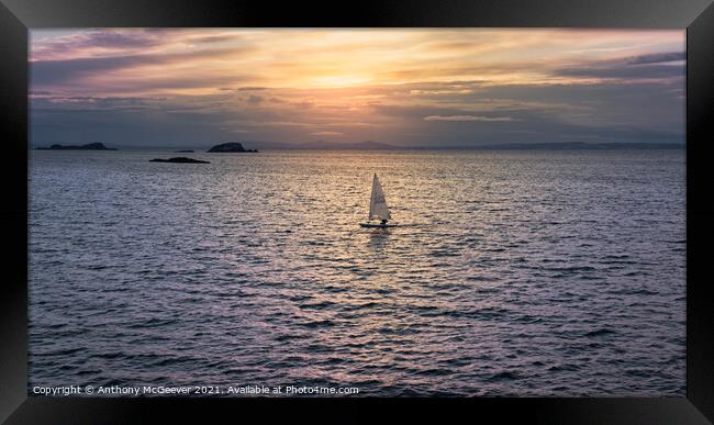 Sunset Surfer North Berwick  Framed Print by Anthony McGeever