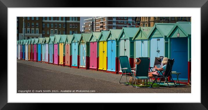 Hove Beach Huts Framed Mounted Print by mark Smith