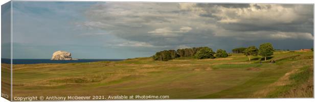 North Berwick golf course and Bass rock  Canvas Print by Anthony McGeever