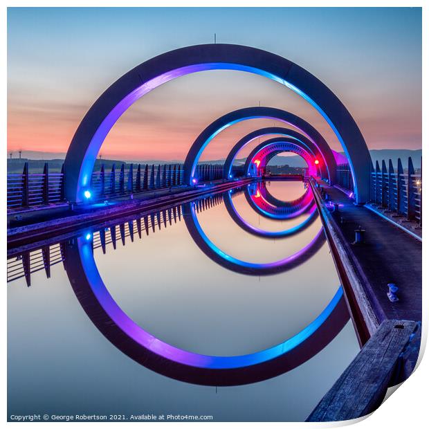 Sunset at the Portal at Falkirk Wheel Print by George Robertson