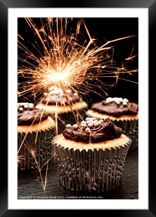 Sparkler Cupcakes Framed Mounted Print by Amanda Elwell