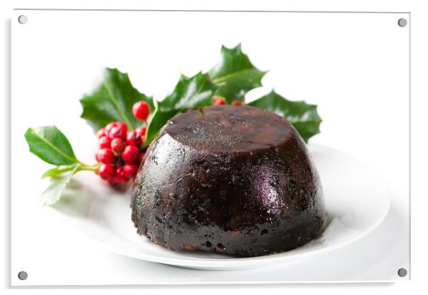Christmas Pudding Acrylic by Amanda Elwell