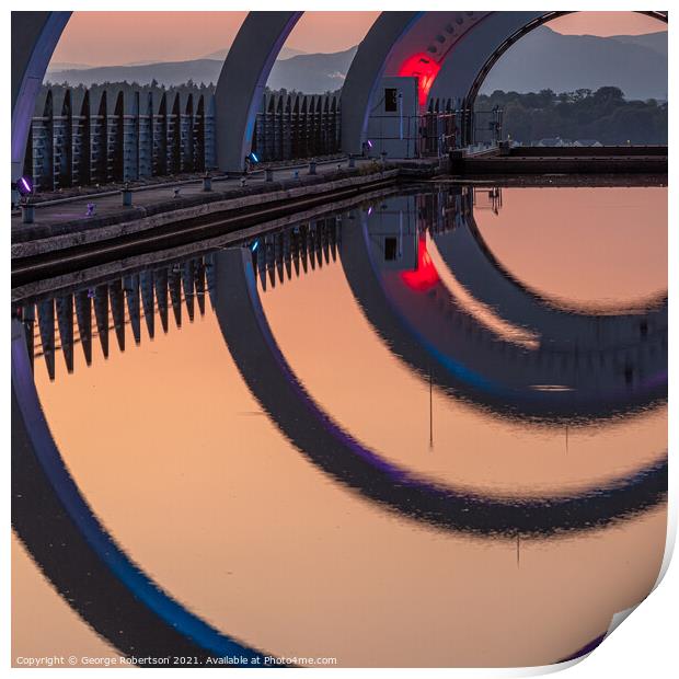 Abstract reflections of Falkirk Wheel Print by George Robertson