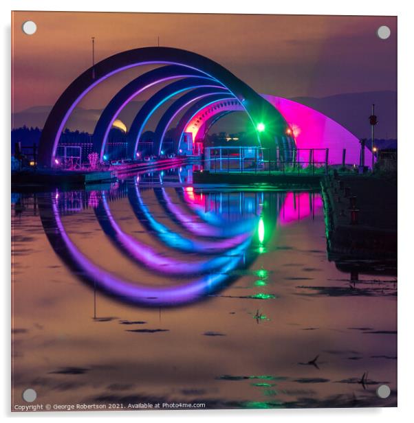 Green light at Falkirk Wheel Acrylic by George Robertson