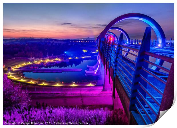 The canal basin at the Falkirk Wheel Print by George Robertson