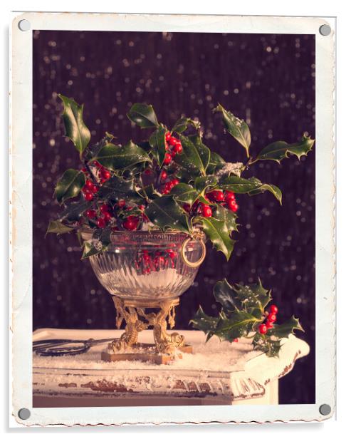 Holly & Berries Acrylic by Amanda Elwell