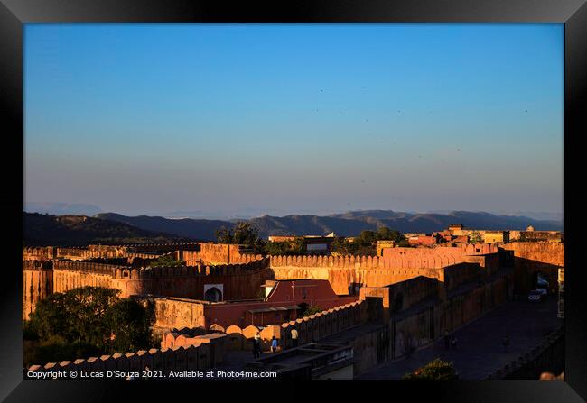 Sunset on 17th century Jaigarh Fort at Jaipur, Rajasthan, India Framed Print by Lucas D'Souza