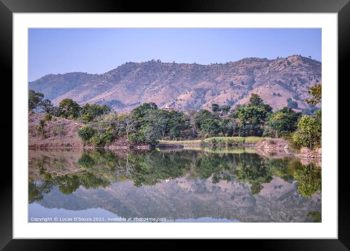 Reflection of trees and hills in the water Framed Mounted Print by Lucas D'Souza