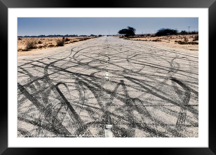 Road Art created by car drifting Framed Mounted Print by Lucas D'Souza