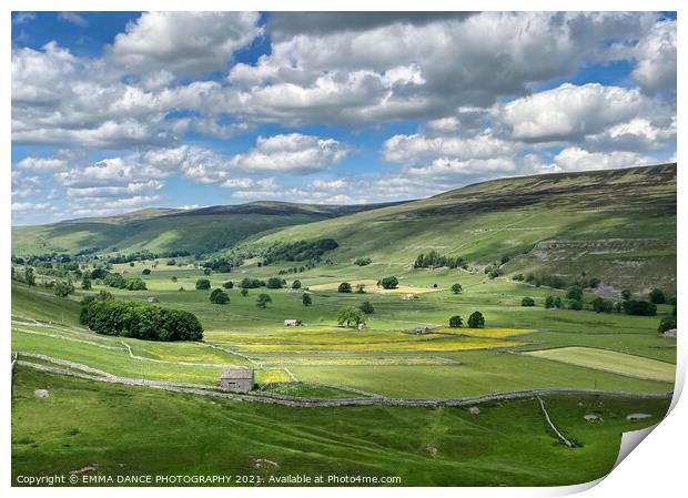 Rolling fields of the Yorkshire Dales Print by EMMA DANCE PHOTOGRAPHY