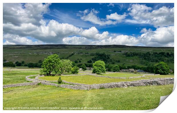 Looking down over Arncliffe Print by EMMA DANCE PHOTOGRAPHY