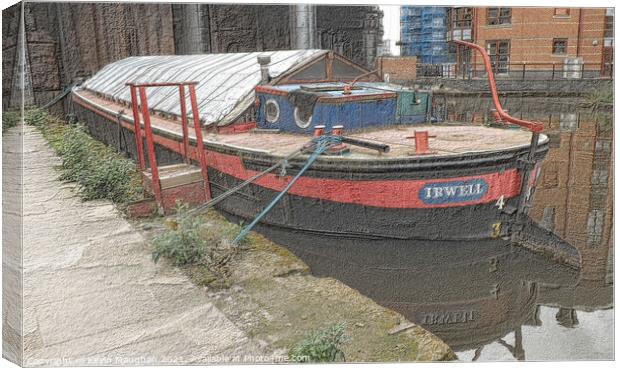 Canal Barge Irwell In Manchester Canvas Print by Kevin Maughan