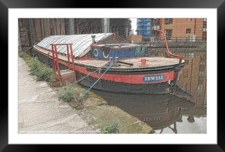 Canal Barge Irwell In Manchester Framed Mounted Print by Kevin Maughan