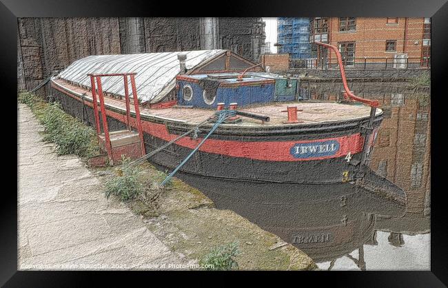 Canal Barge Irwell In Manchester Framed Print by Kevin Maughan