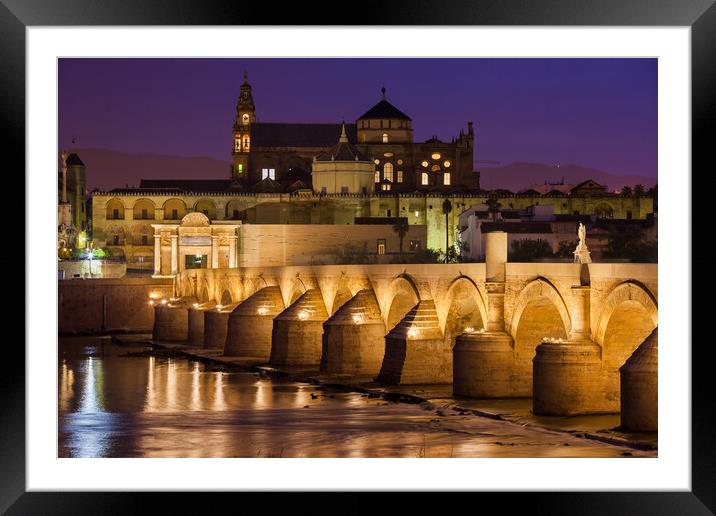 Mosque Cathedral and Roman Bridge in Cordoba Framed Mounted Print by Artur Bogacki