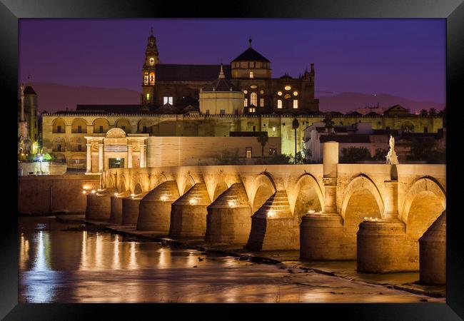 Mosque Cathedral and Roman Bridge in Cordoba Framed Print by Artur Bogacki