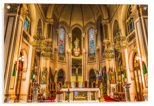 Basilica Altar Stained Glass Maria Sanctuary Auxiliadora Punta A Acrylic by William Perry