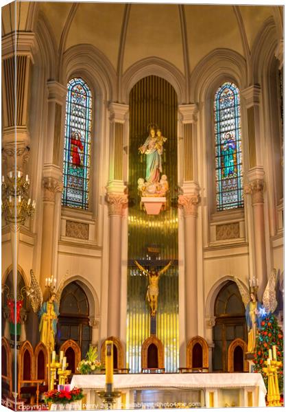 Basilica Altar Stained Glass Maria Sanctuary Auxiliadora Punta A Canvas Print by William Perry