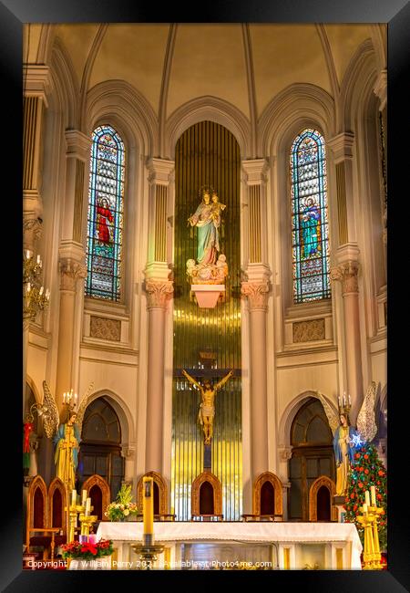 Basilica Altar Stained Glass Maria Sanctuary Auxiliadora Punta A Framed Print by William Perry