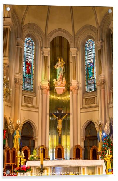 Basilica Altar Stained Glass Maria Sanctuary Auxiliadora Punta A Acrylic by William Perry