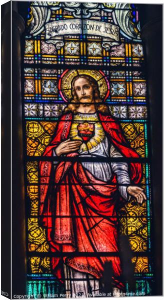 Sacred Heart Jesus Stained Glass Maria Sanctuary Auxiliadora Pun Canvas Print by William Perry