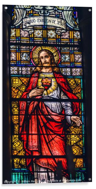 Sacred Heart Jesus Stained Glass Maria Sanctuary Auxiliadora Pun Acrylic by William Perry
