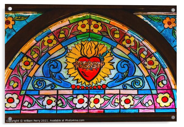 Sacred Heart Stained Glass Maria Sanctuary Auxiliadora Punta Are Acrylic by William Perry