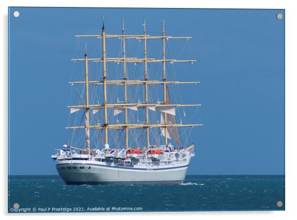 Majestic Golden Horizon Sailing to Poole Acrylic by Paul F Prestidge