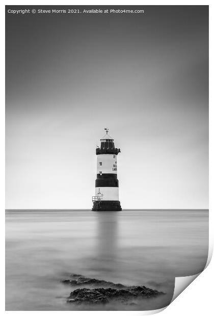 Trwyn Du Lighthouse Print by Steve Morris