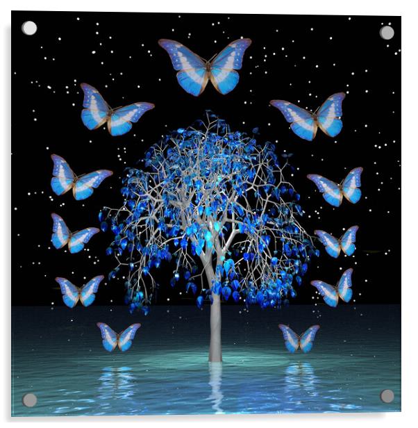 Butterfly Crystal Tree Acrylic by Matthew Lacey