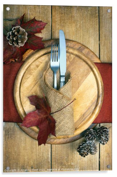Autumn Table Setting Acrylic by Amanda Elwell