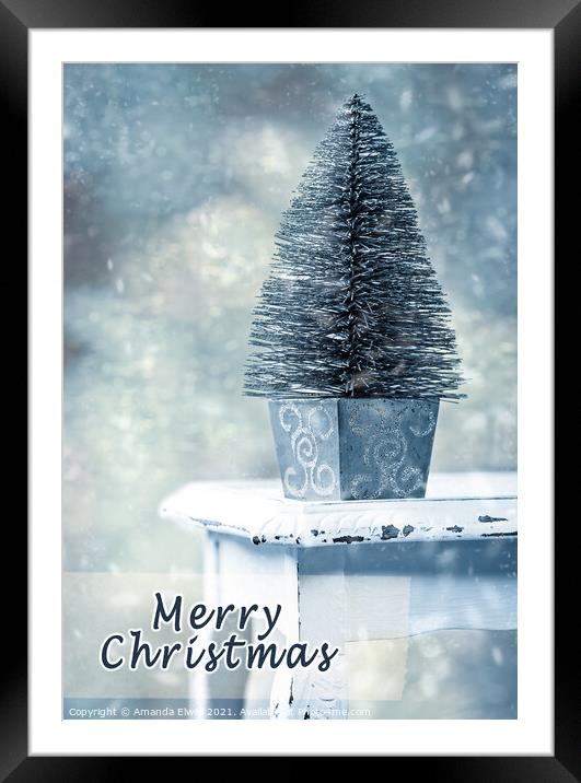 Miniature Christmas Tree Framed Mounted Print by Amanda Elwell