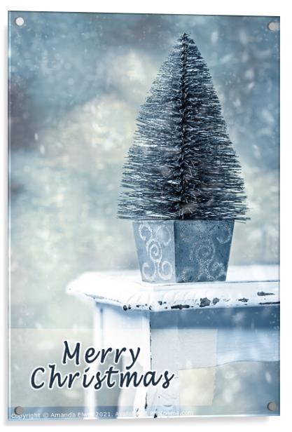 Miniature Christmas Tree Acrylic by Amanda Elwell