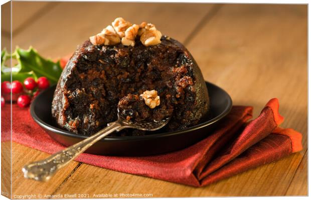 Spoonful Of Christmas Pudding Canvas Print by Amanda Elwell