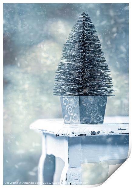 Miniature Christmas Tree Print by Amanda Elwell