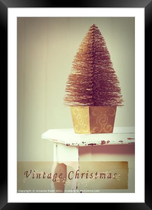 Vintage Christmas Treee Framed Mounted Print by Amanda Elwell