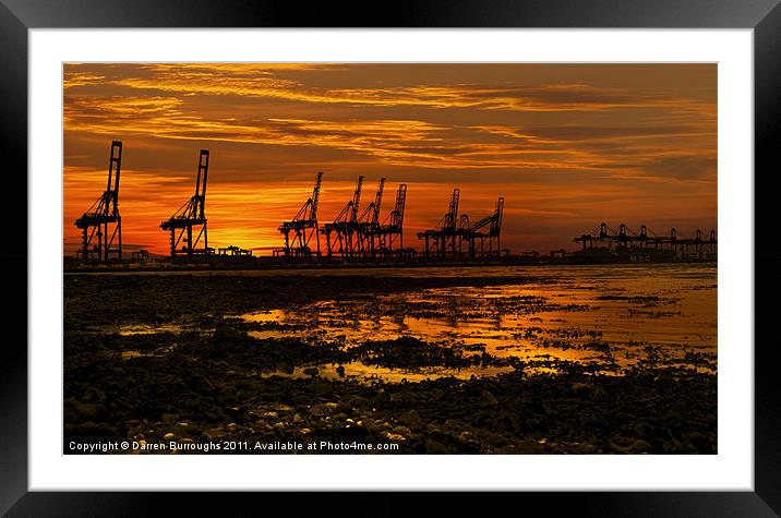 Sunset At The Port Of  Felixstowe Framed Mounted Print by Darren Burroughs